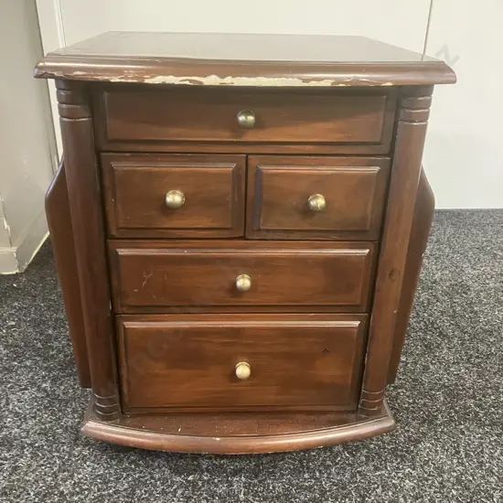5 Drawer Side Table On Castors With Magazine Sleeves. H47 W42 D34cm