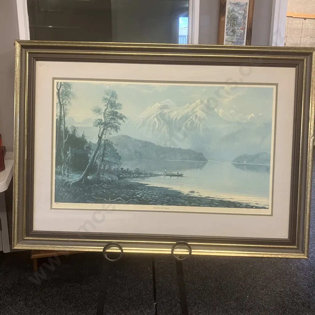Charles Blomfield 'Jackson Peaks - Lake Manapouri' Print 408 of 500 With COA, Framed & Glazed 77 x 110cm Image 1++