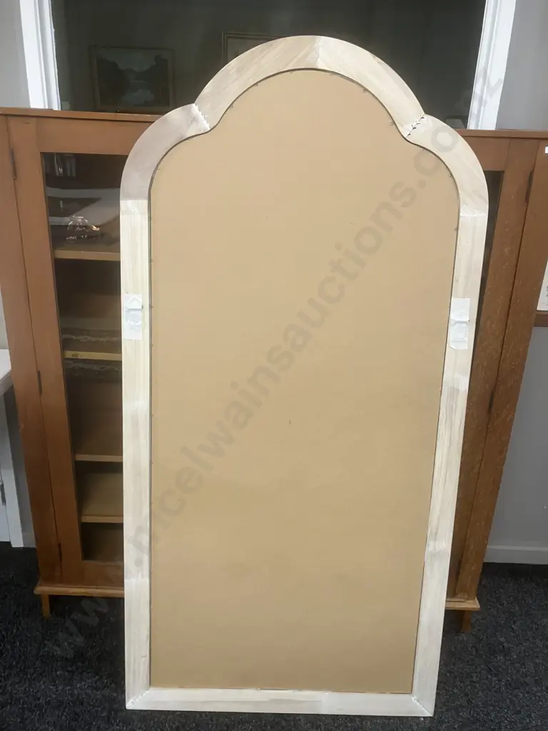 Wooden Framed Mirror With Curved Top. 158.5 x 78cm (Frame Seperating) Image 1++