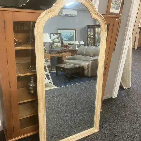 Wooden Framed Mirror With Curved Top. 158.5 x 78cm (Frame Seperating)
