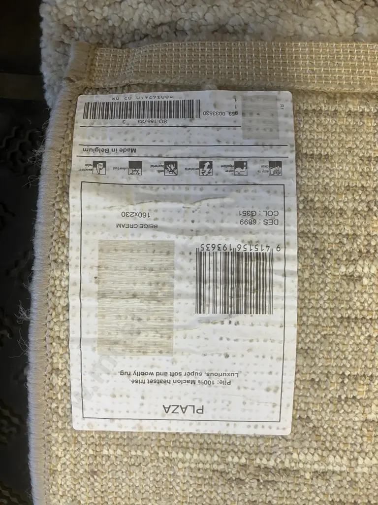 'Plaza' Beige Cream Soft & Woolly Floor Rug Made In Belgium. 160 x 230cm Image 1++