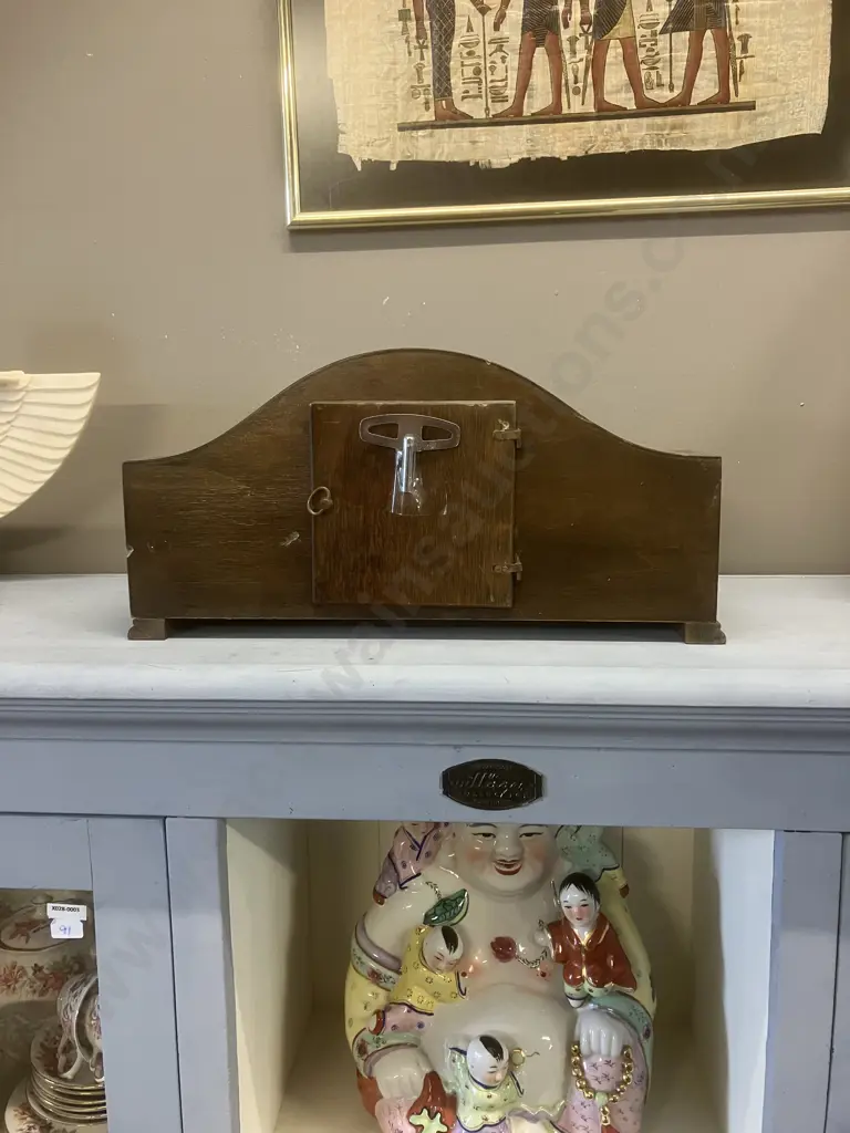 Vintage German FHS Hermle Chiming Mantle Clock With Key. 20 x 43cm Image 1++
