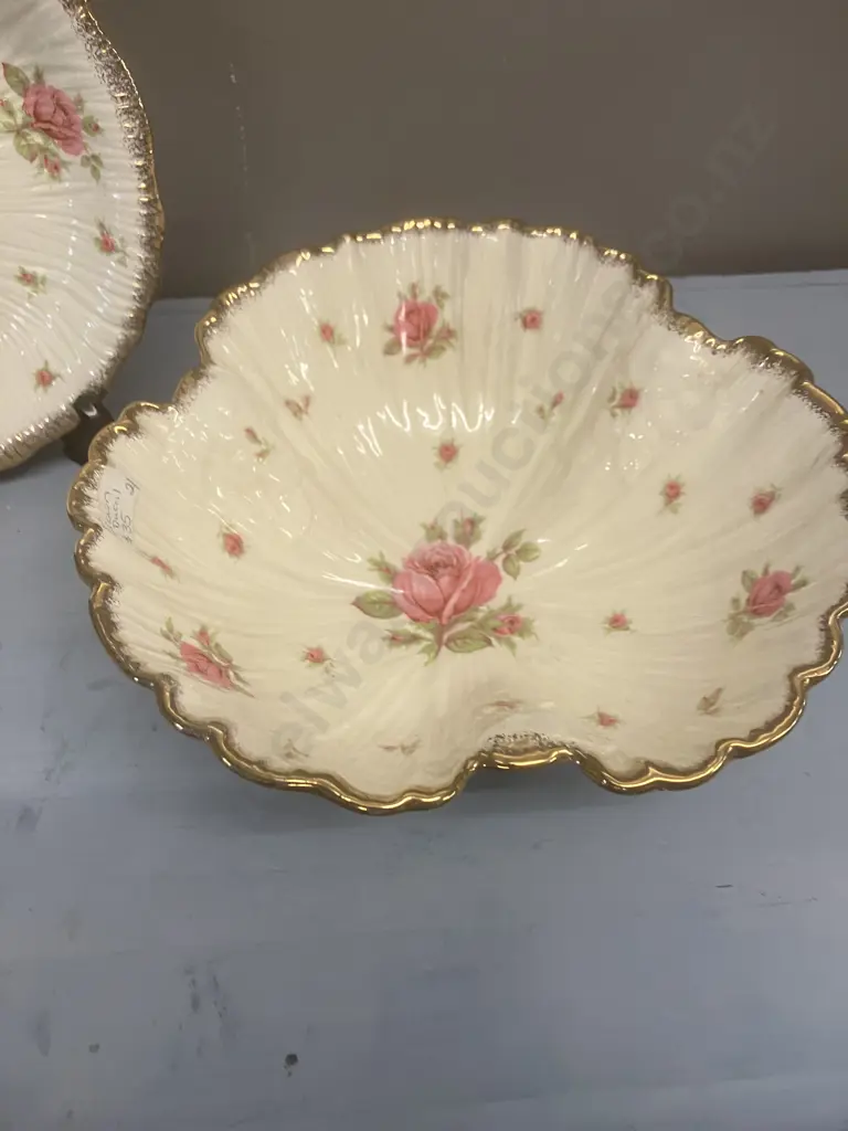Vintage Crown Ducal Floral Display Footed Bowl & Plate c1940s Image 1++