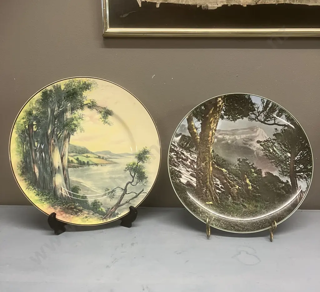 Royal Doulton Cabinet Plates Series Ware 'Scene at Lorne' D5816 c1938 & 'Mount Egmont' D6436 c1970s Image 1++