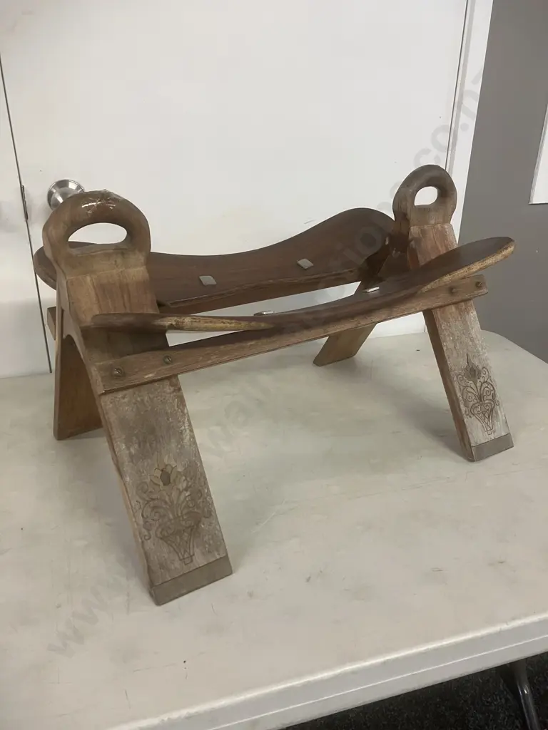 Vintage Mid-Century Camel Saddle / Stool. H40 W63 D41cm Image 1++