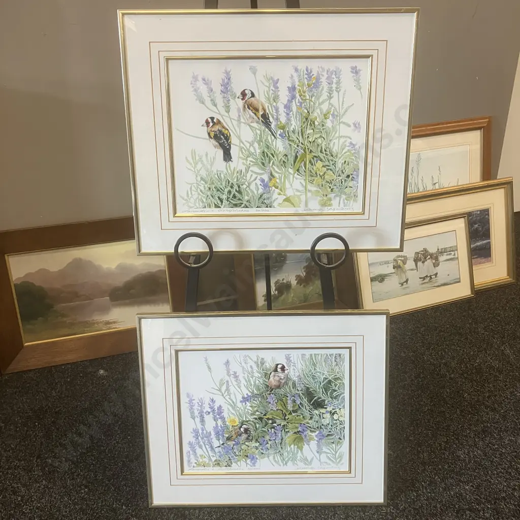 'Lavender & Goldfinches' Framed Limited Edition Prints # 66 / 200, Signed. 46 x 54cm Image 1++