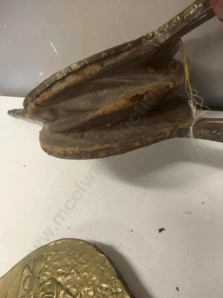 Pair of Antique Brass & Leather Bellows (As Found Condition) Image 1++
