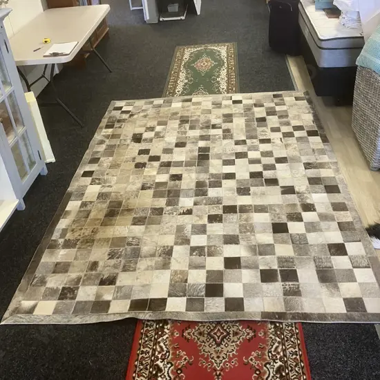 nickscali Rohan Grey Floor Rug - 100% Leather. 200 x 280cm