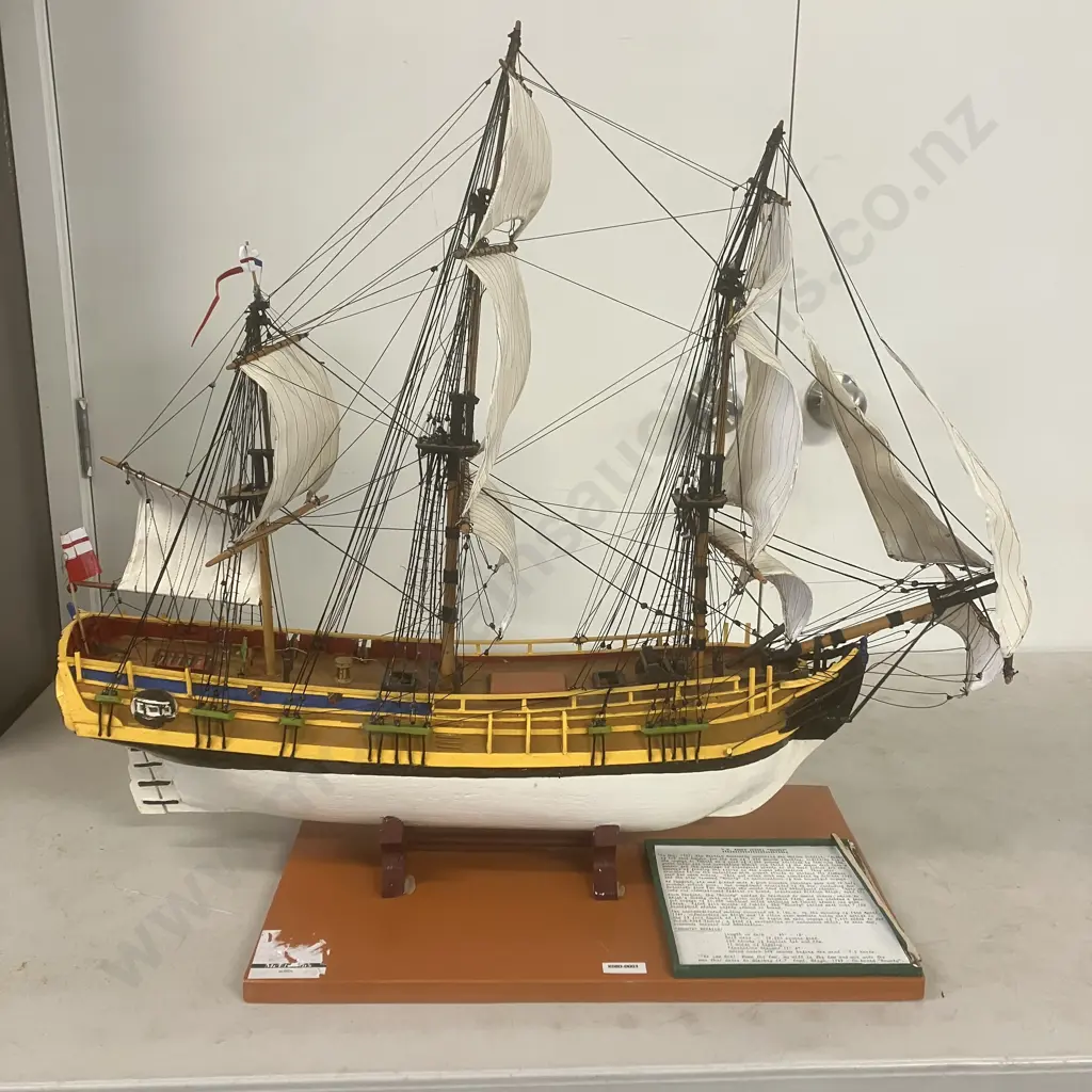 H.M.A.V. Bounty Wooden Model - Royal Navy Purchased British Merchant 1787 Commanded by William Bligh. L86cm Image 1++
