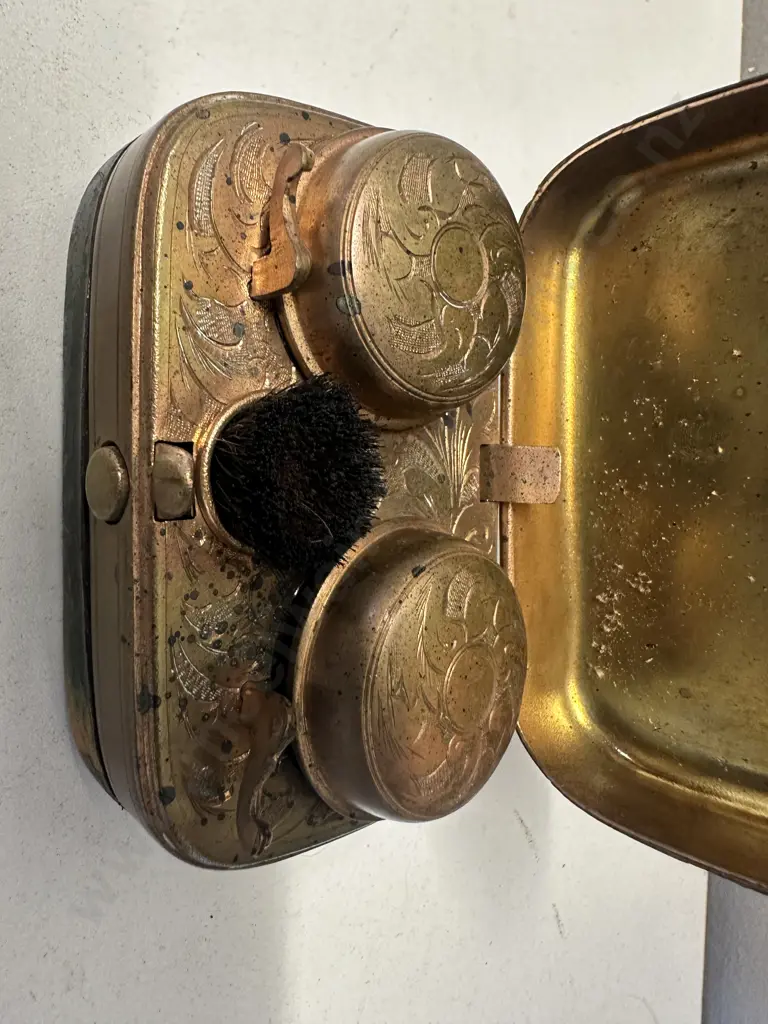 Antique Victorian Double Travel Inkwell With Pen Wipe Image 1++