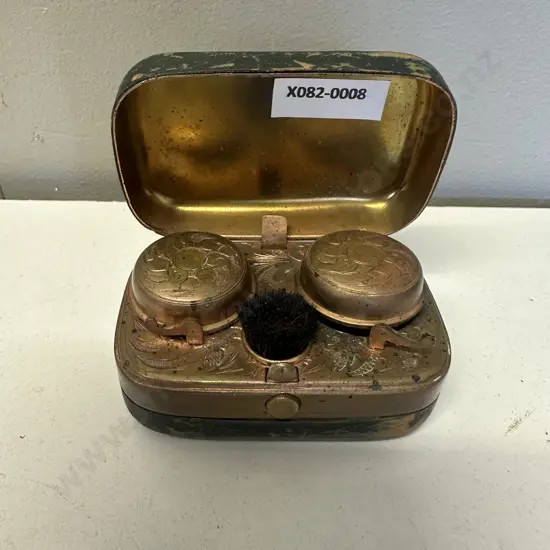 Antique Victorian Double Travel Inkwell With Pen Wipe