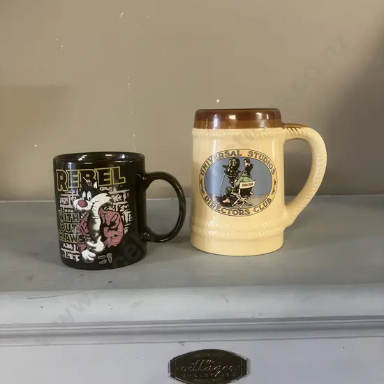 Warner Bros Looney Tunes Sylvester Rebel Without Claws Ceramic Mug & Vintage Universal Studios Directors Mug