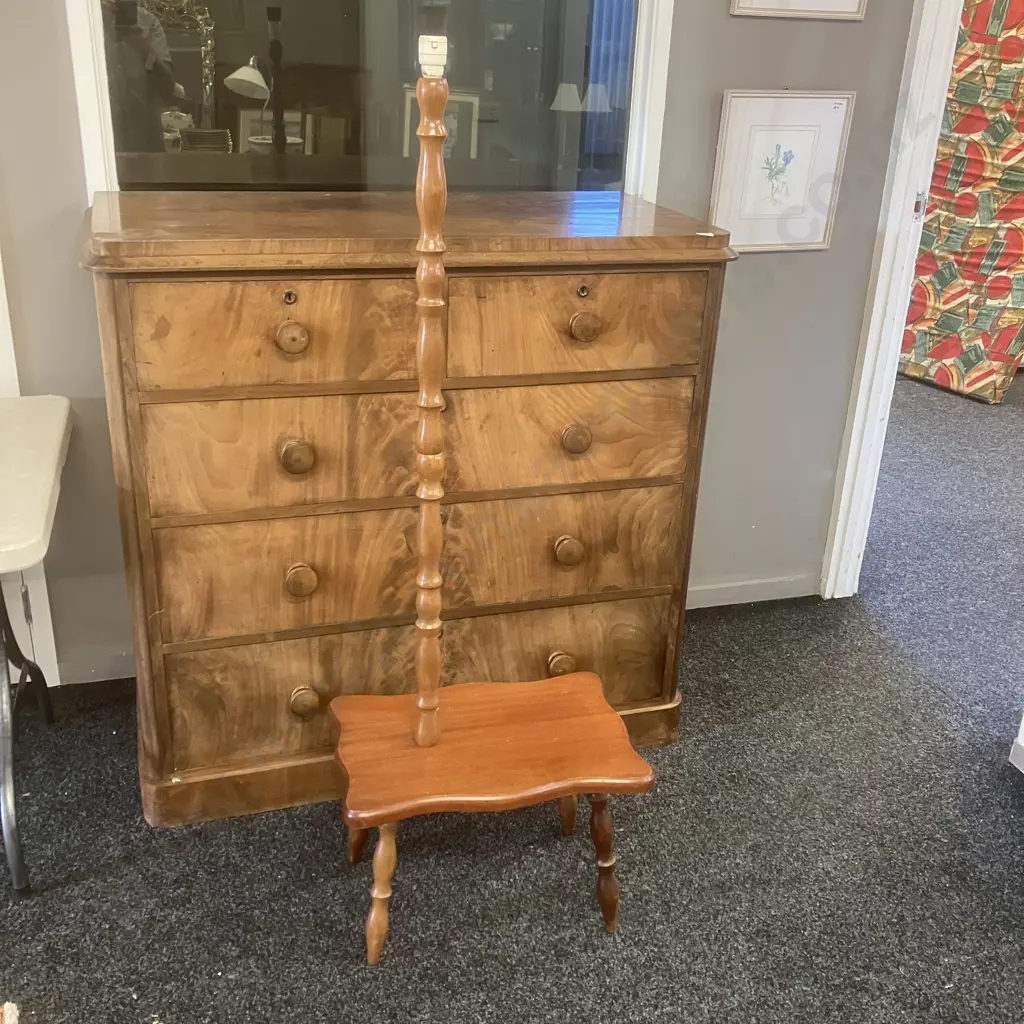 Wooden Side Table With Lamp Painted (Plug Cut Off) H148cm Image 1++