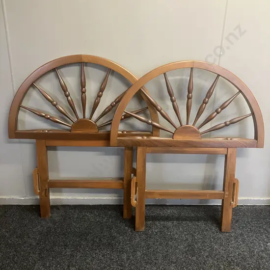 Pair of Wooden Wagon Wheel Headboards. 103 x 90cm