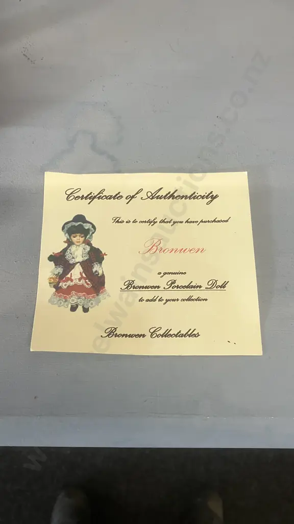 Bronwen Collectible Porcelain Doll Traditional Welsh Costume, With COA. H36cm Image 1++