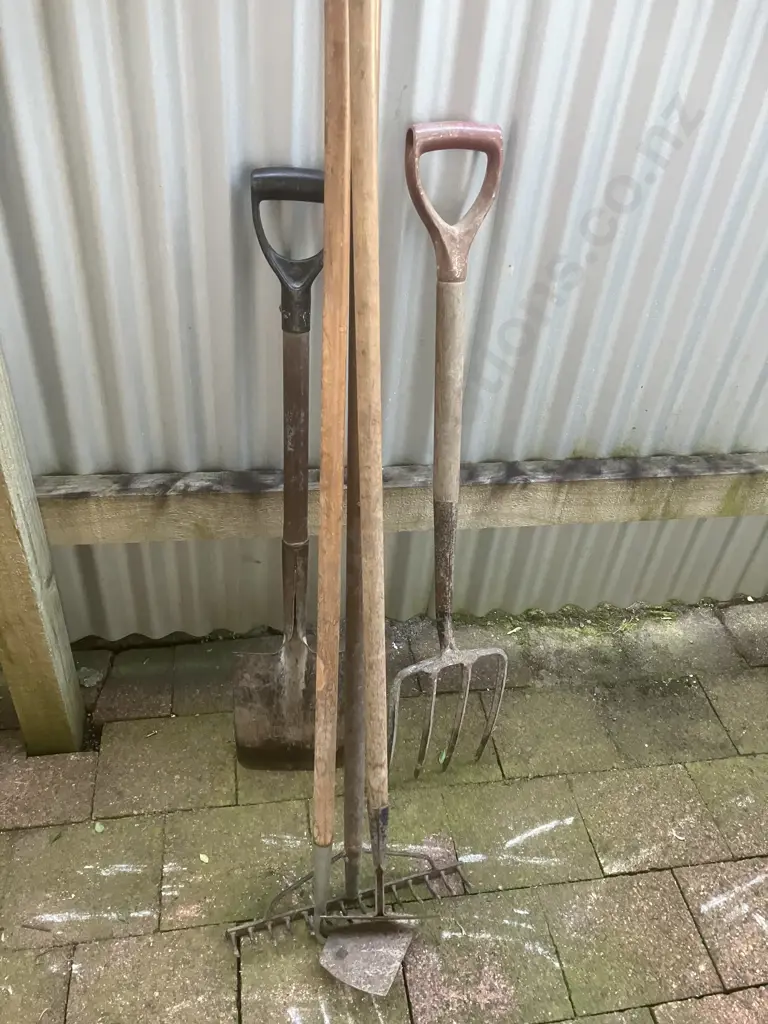 Lot of 5 Garden Tools With Wooden Handles Image 1++