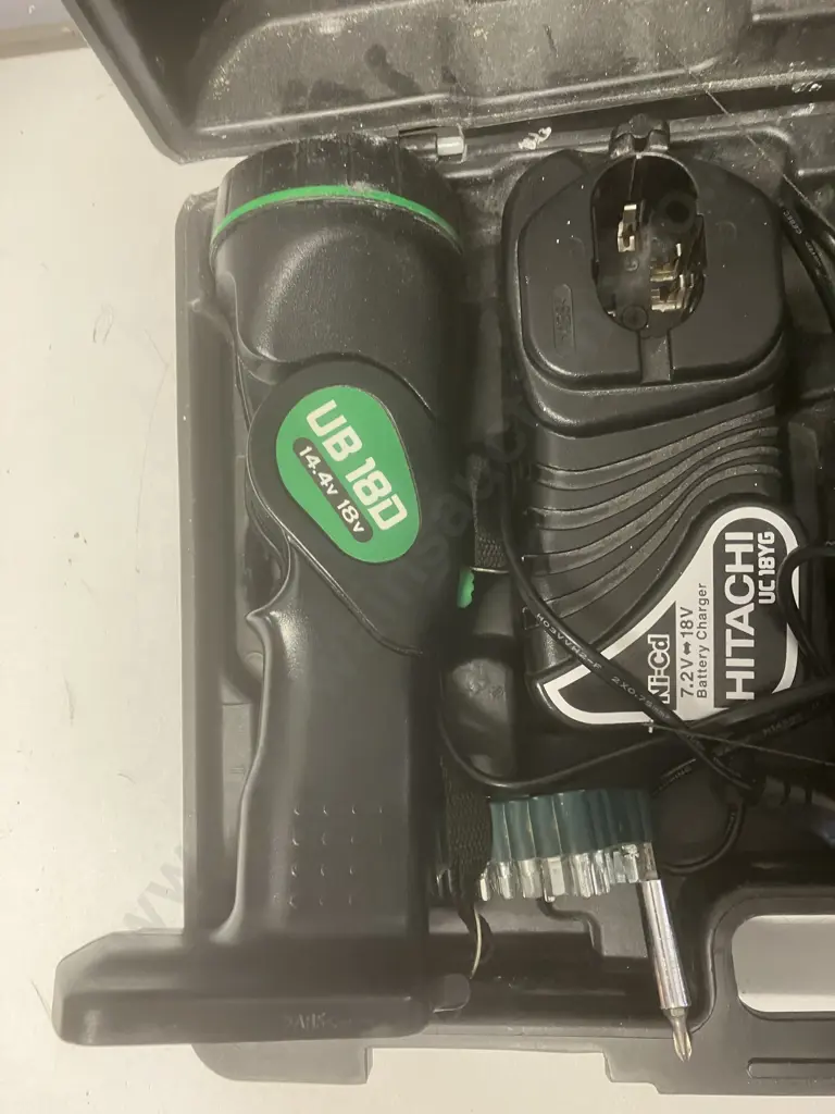 Hitachi 14.4V Drill 14DVF3 Skin, Torch Skin, Pair of Batteries, Ni-Cd Charger & Assorted Bits IN Moulded Case Image 1++