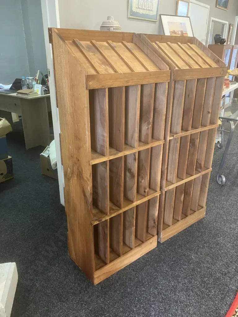 Pair of Vintage Wooden Wine Racks. H143 W54 D32cm Image 1++