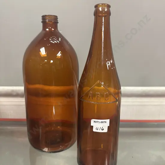 ABC Amber Glass Beer Bottle & Amber Glass Flagon, H29.5cm