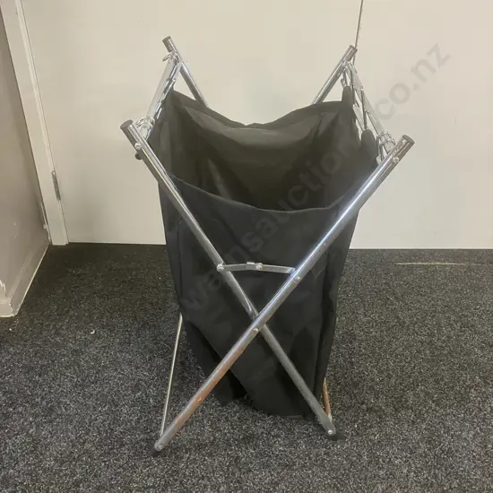 Chrome Folding Laundry Hamper. H72 W40 D46.5cm