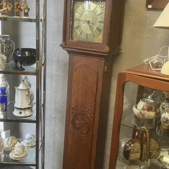 Robt Davy, Aylsham: George III Period Carved Oak Longcase Clock. Has a Carved Mouse On The Side of The Case