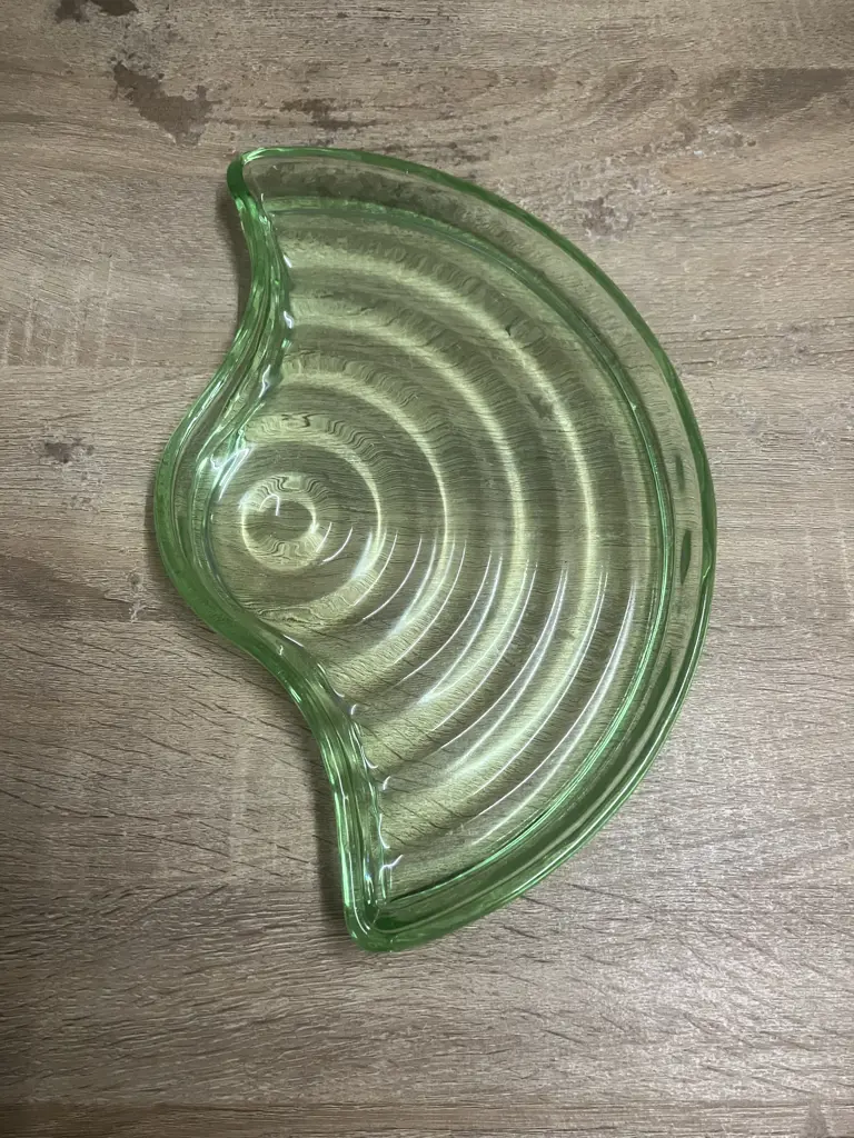 Art Deco Uranium Bagley Filey Green Glass Dressing Table Tray c1930s England. 33 x 21.5cm Image 1++