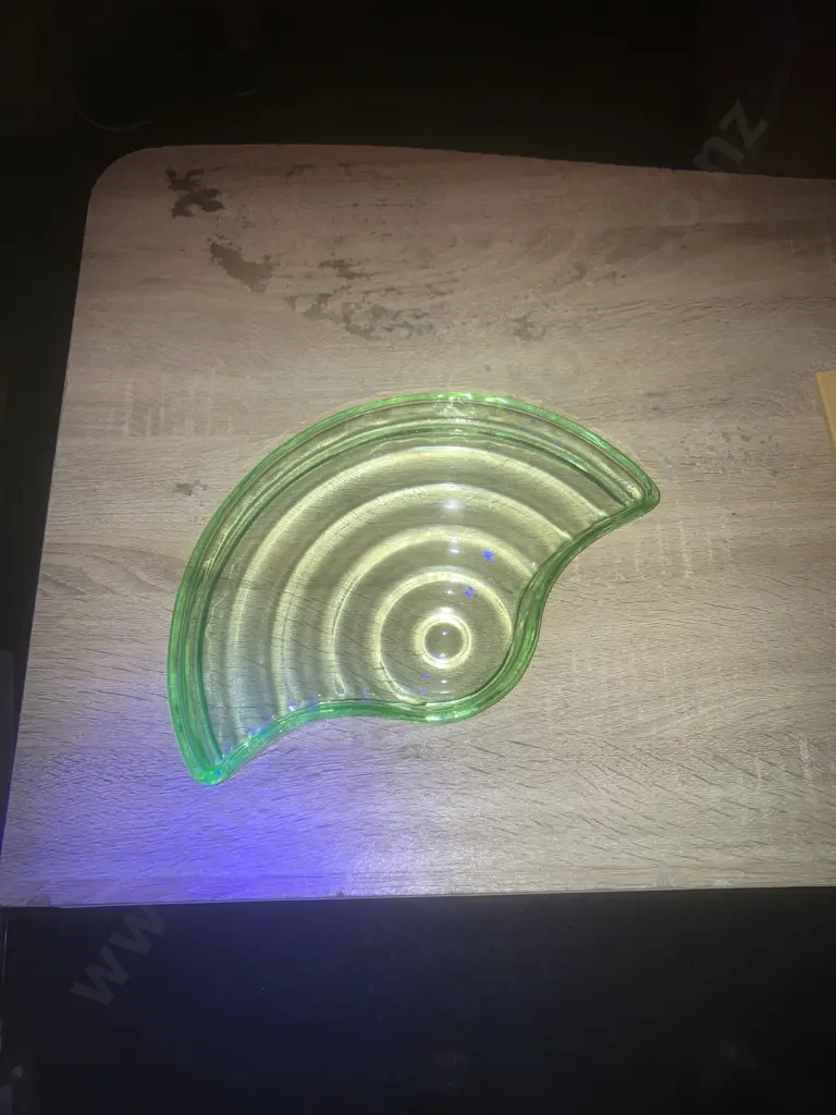 Art Deco Uranium Bagley Filey Green Glass Dressing Table Tray c1930s England. 33 x 21.5cm Image 1++