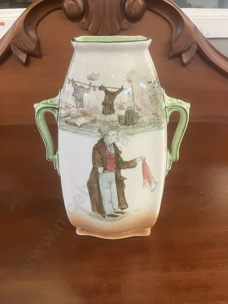 Rare Early Royal Doulton Dickens Ware 'The Artful Dodger' 7479 Double Handled Vase D2973. H22cm Image 1++