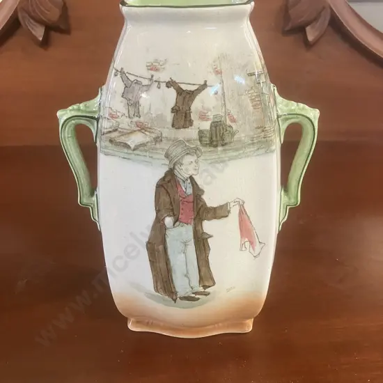 Rare Early Royal Doulton Dickens Ware 'The Artful Dodger' 7479 Double Handled Vase D2973. H22cm
