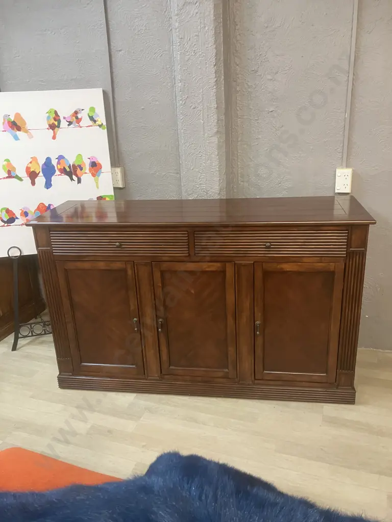 Buffet - 2 Drawers With Ridge Fronts, 3 Doors, Metal Handles. H90 W150 D45.5cm Image 1++