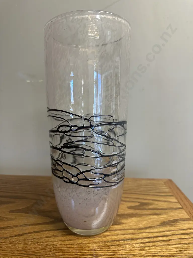 Art Glass Vase Pink With Brown Wrapping H29cm. Image 1++