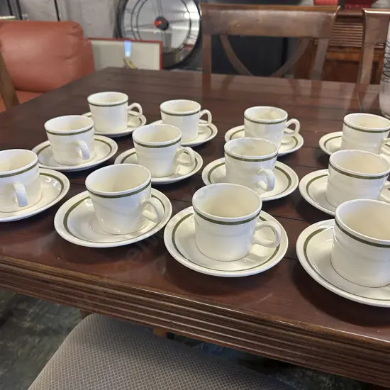 Crown Lynn Duos Cream With Green Stripes