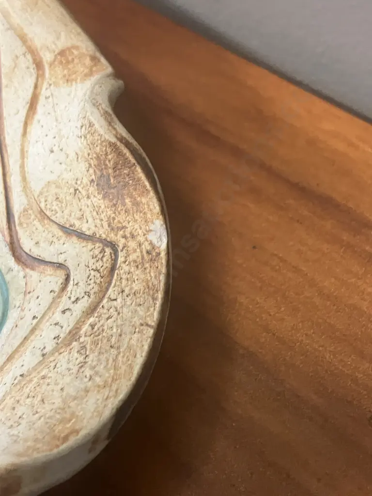 Natalie Harrop Dragon-Worx Pottery New Zealand 'Ocean Theme' Large Platter 45.5 x 32.5cm & Bowl Image 1++