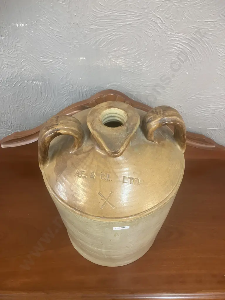 Vintage 46cm Stoneware Flagon Stamped A.E&C.I Ltd Vereeniging South Africa, Has Pouring Lip, No Stopper. 60 x 30cm Image 1++