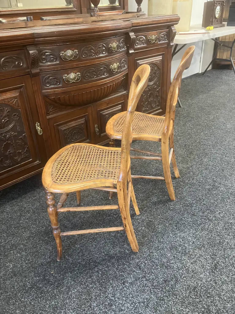 Pair of Victorian Bergere Balloon Back Dining Side Chairs (1 Chair As Found) Image 1++
