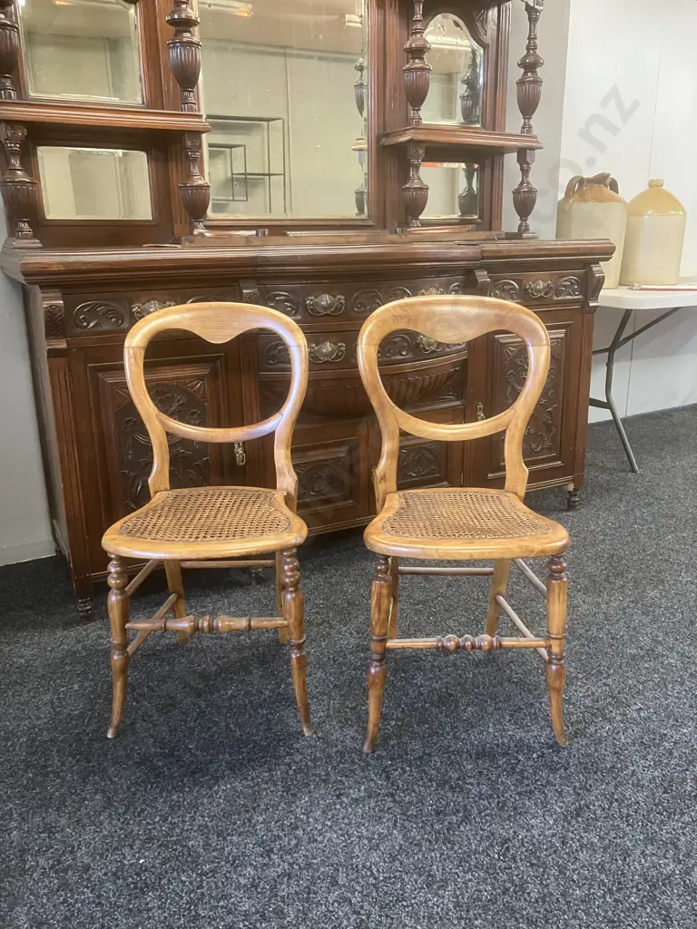 Pair of Victorian Bergere Balloon Back Dining Side Chairs (1 Chair As Found) Image 1++