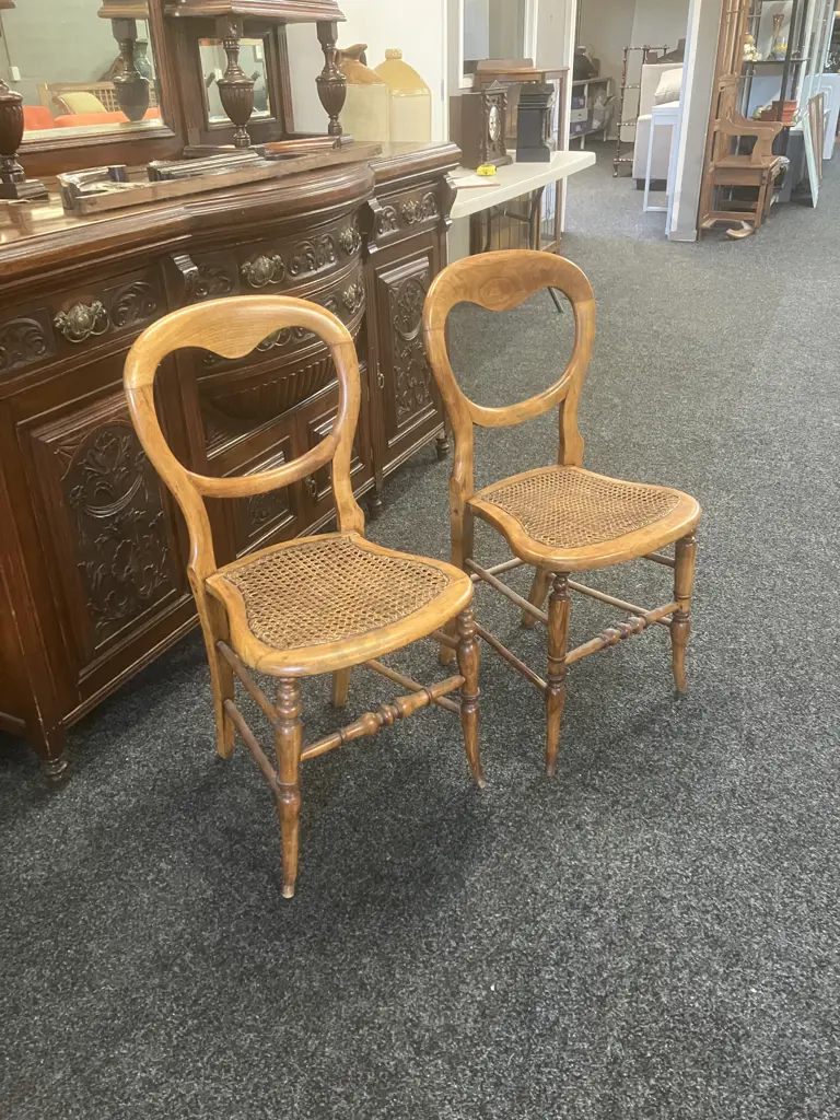 Pair of Victorian Bergere Balloon Back Dining Side Chairs (1 Chair As Found) Image 1++