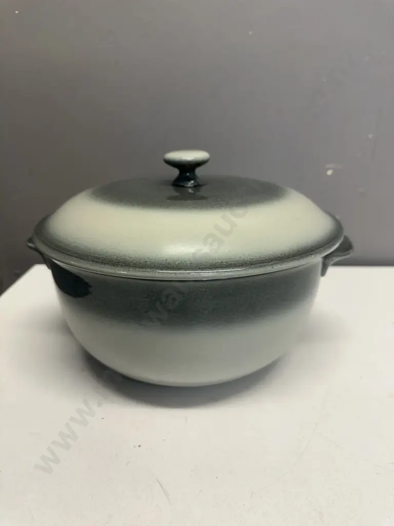 Large Temuka Stoneware Lidded Casserole Dish Blue Tones Image 1++