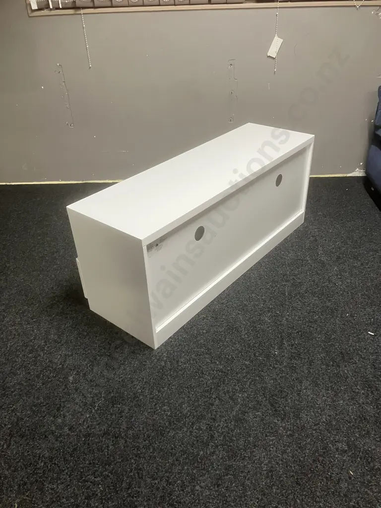White Two Drawer Tv Stand. H49 W120 D38.5cm Image 1++