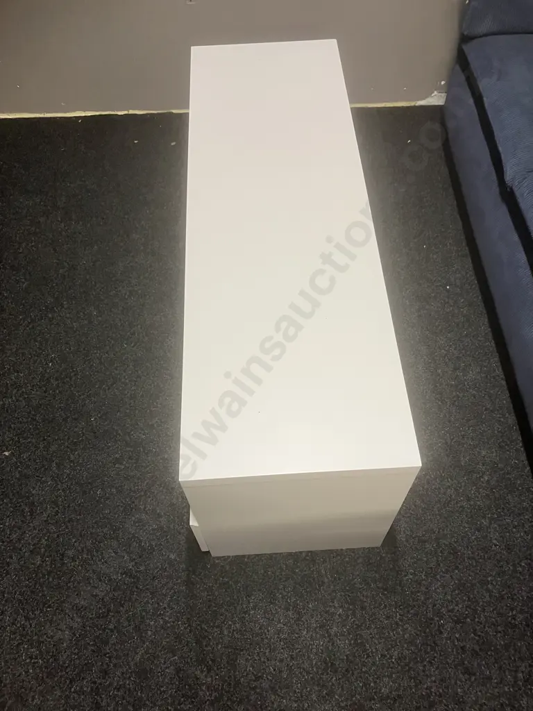 White Two Drawer Tv Stand. H49 W120 D38.5cm Image 1++