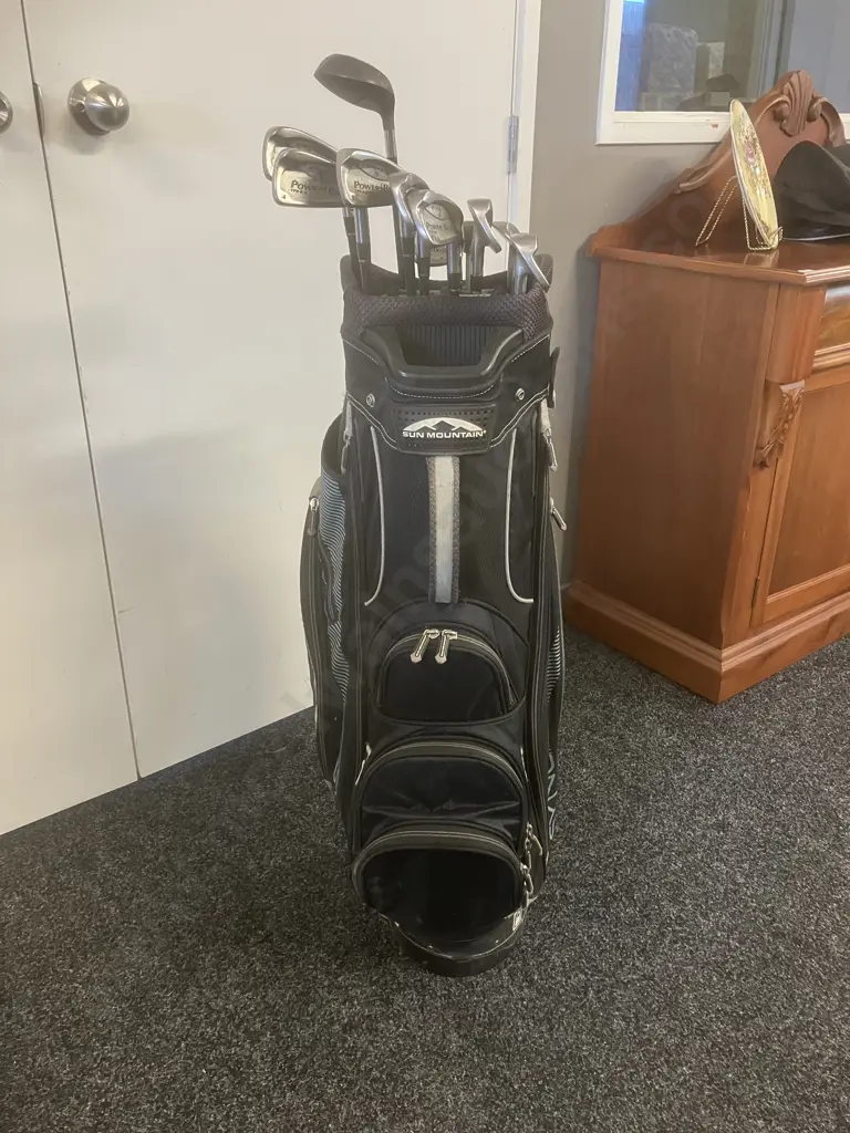 Golf Set - TaylorMade Driver, PowerBilt TPS 6.0 Irons, Ping Anser3 Putter, Titleist Wedge, Sun Mountain Sync Cart Bag Image 1++