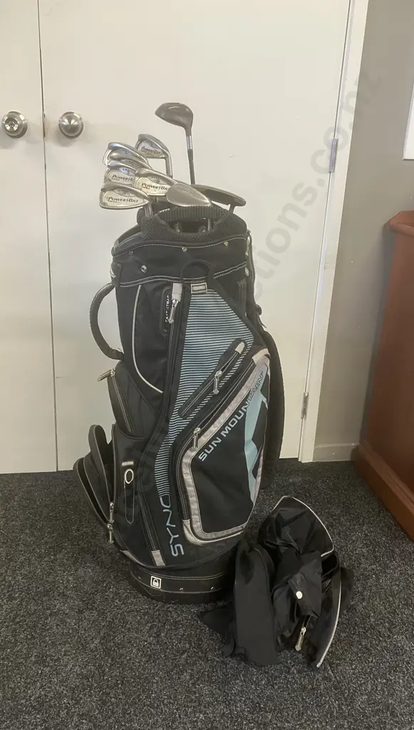Golf Set - TaylorMade Driver, PowerBilt TPS 6.0 Irons, Ping Anser3 Putter, Titleist Wedge, Sun Mountain Sync Cart Bag Image 1++