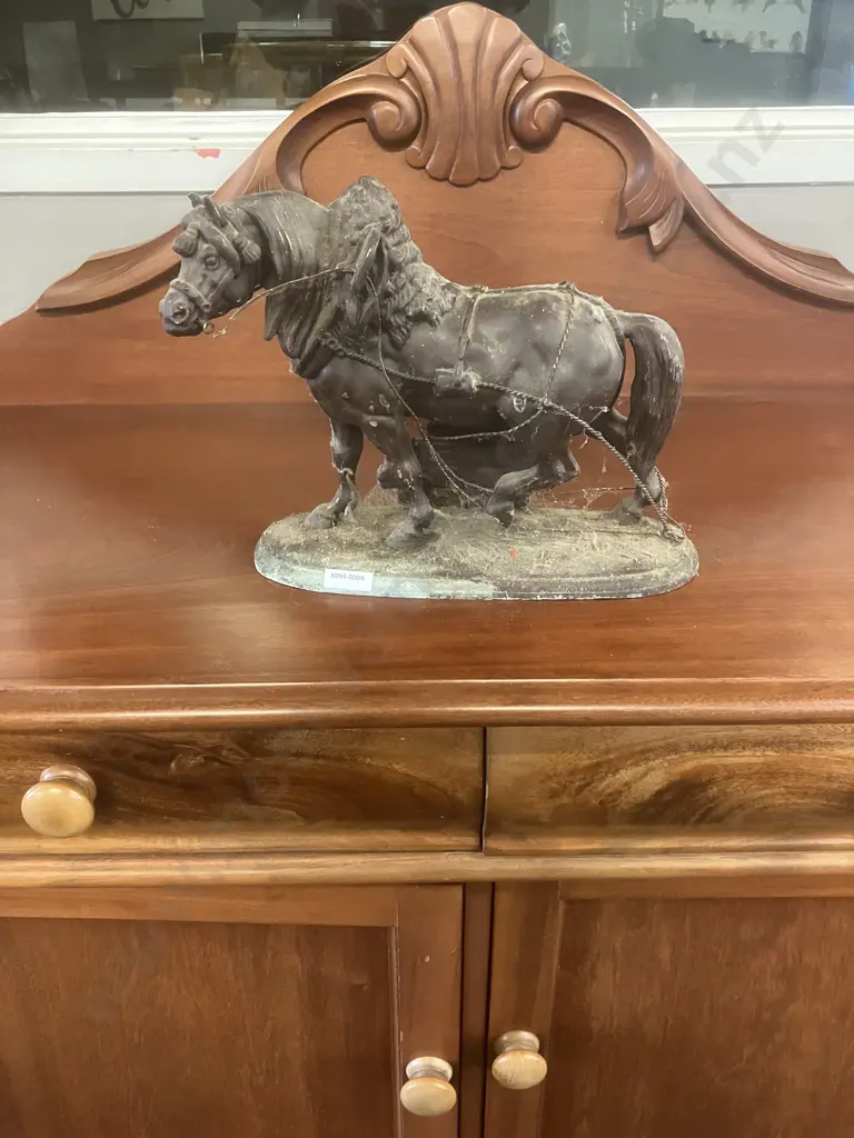 Antique 1904 Spelter Ansonia NORMAN HORSE #1012 Clock Topper Side Accent Statue. 24 x 32cm Image 1++