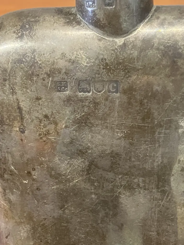 1898 Georgian Hallmarked Silver Flask - Sampson Mordan & Co London (Damaged) Image 1++