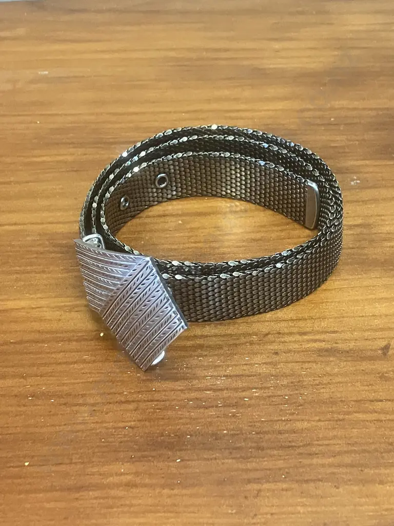 Vintage Whiting & Davis Silver Mesh Waist Belt - Signed Al Roberto 84'. L94cm Image 1++