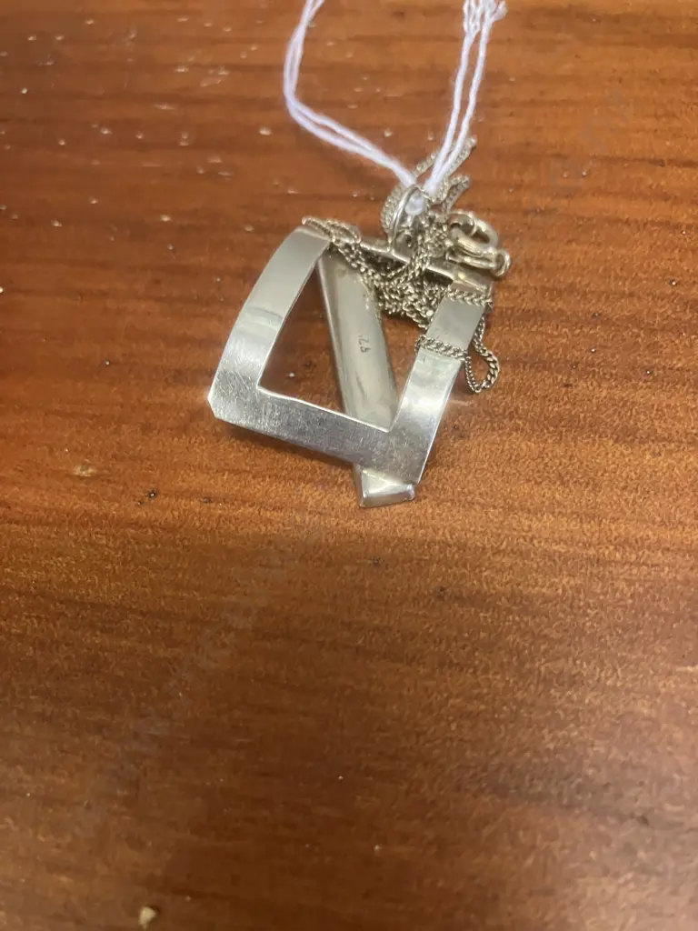 Sterling Silver Pendant & Thin Chain Stamped 925 Image 1++