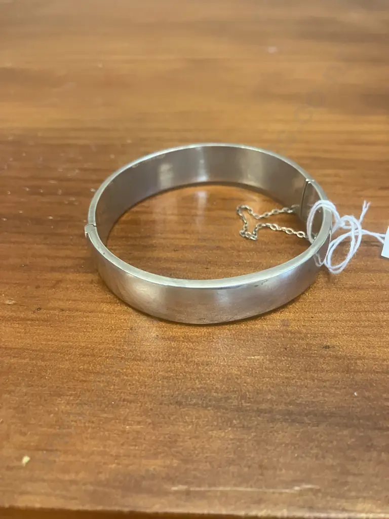 Vintage Engraved Snap Bangle Stamped H&S STG.SIL Image 1++