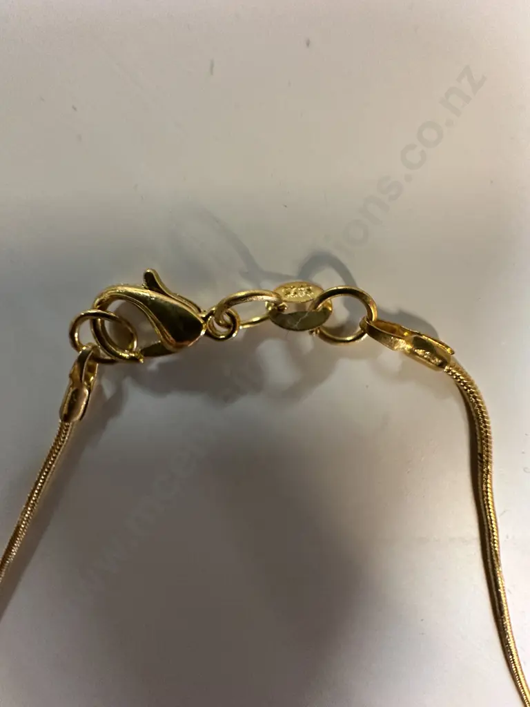 Gold Coloured Fine Chain Necklace Image 1++