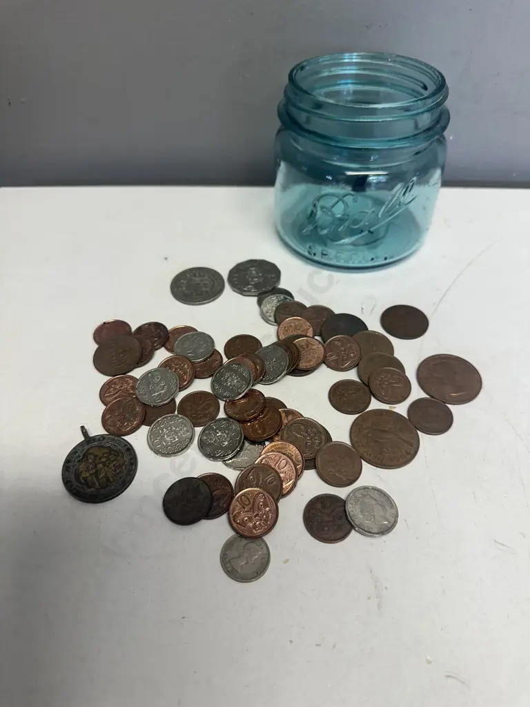Assorted Coins In Ball Special Preserving Jar Image 1++
