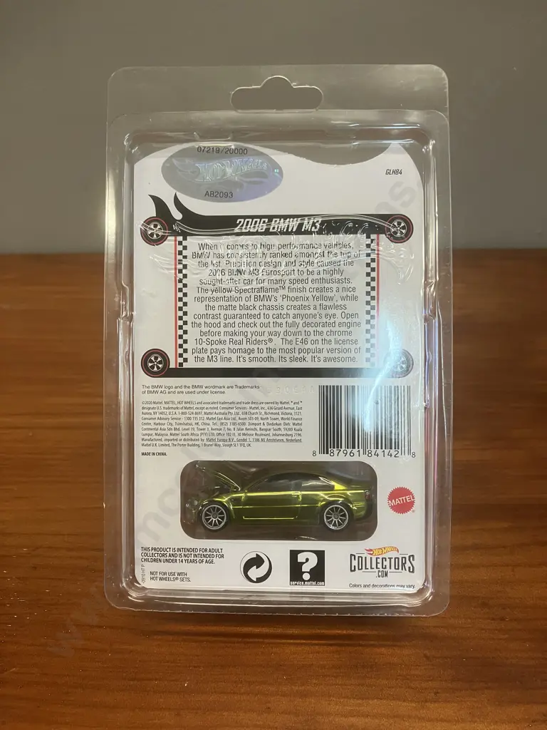 Hot Wheels Red Line Club 2006 BMW M3 #07219 / 20000, New In Box Sealed Image 1++